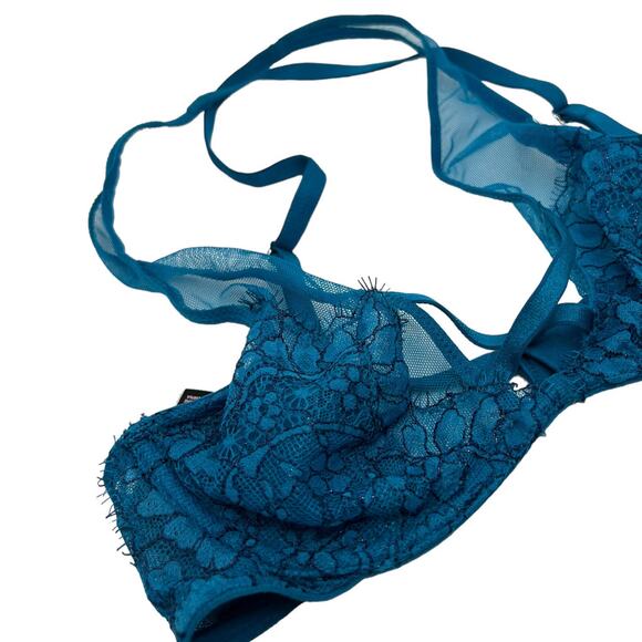 Victoria's Secret Blue Lace Strappy cross back Bra 32B - Picture 9 of 10